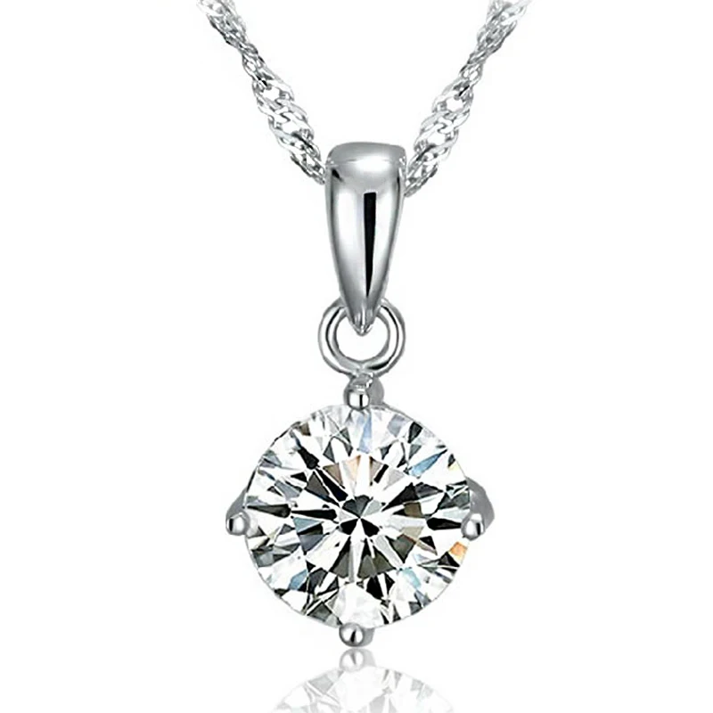 Ожерелье из стерлингового серебра с подвеской в форме ключицы циркон 4 зубца