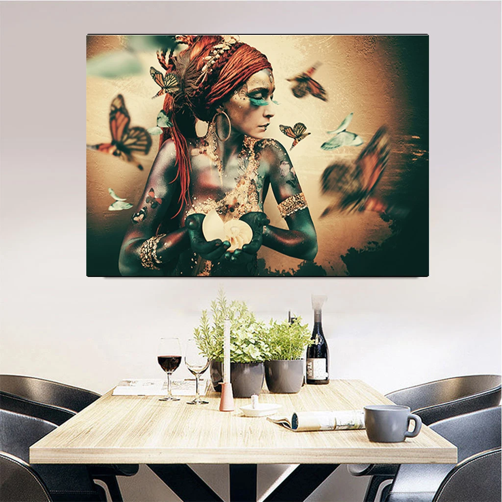 Женская портретная постер-бабочка Priestess украшение для гостиной и спальни Картина