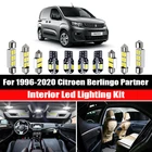 Для Citroen Berlingo для Peugeot Partner B9 K9 Tepee 1996-2020 Canbus комплект внутренсветильник автомобильные лампы внутренняя карта купольный свет