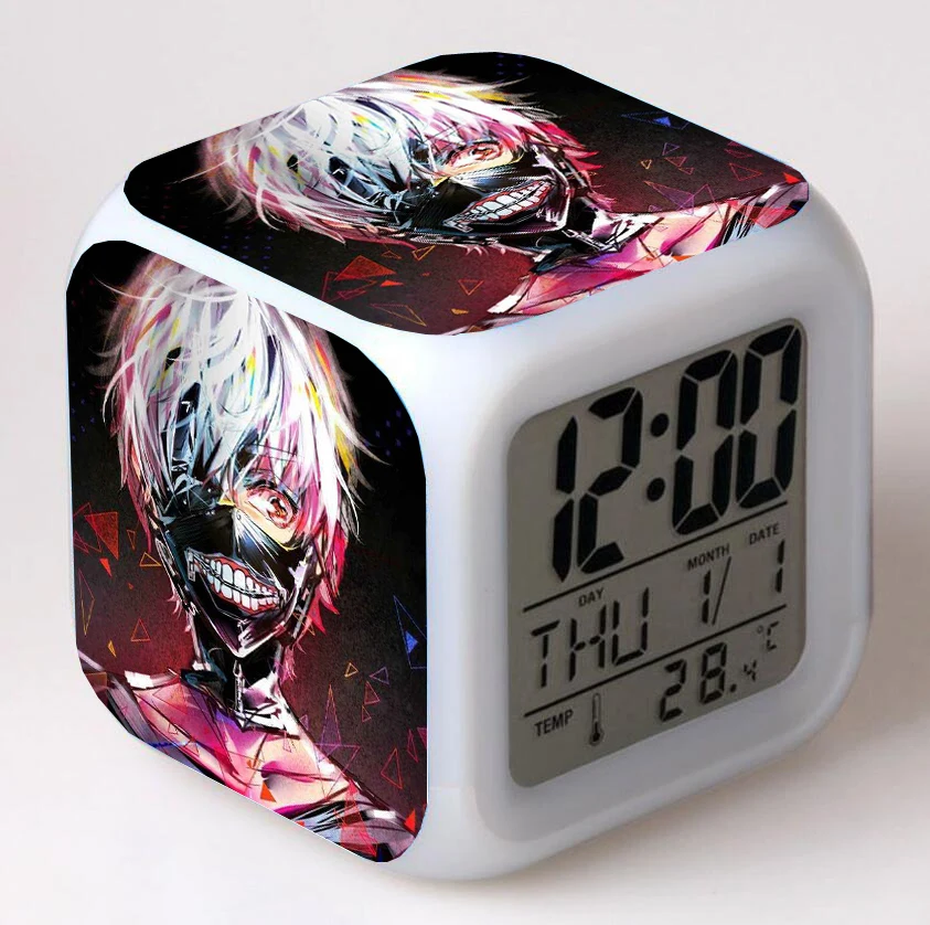 

Аниме, Токио, вампиры светодиодный 7 цветов Flash цифровой будильники ночной Светильник Спальня настольные часы будильник