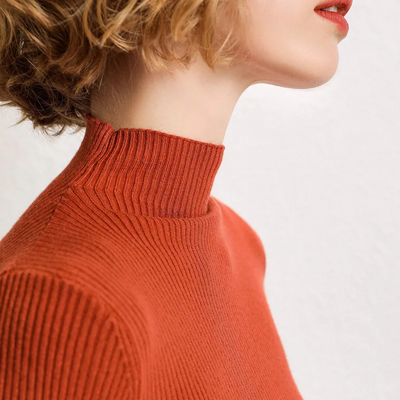 

Sherhure 2020 Autumn Long Sleeve Women Knitted Slim Fit Half Turtleneck Sweater And Pullovers Pull Femme Tricot