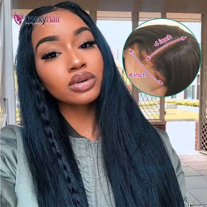 

4x4 Lace Closure Frontal Human Hair Wigs Brazilian Pre Plucked With Baby Hair Straight Lace Closure Wigs For Women Human Hair