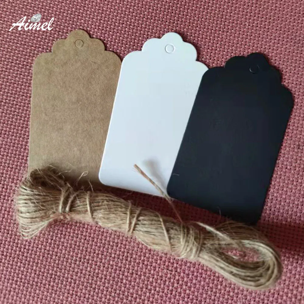 100 шт., ярлыки из крафт-бумаги, 7 х4 см