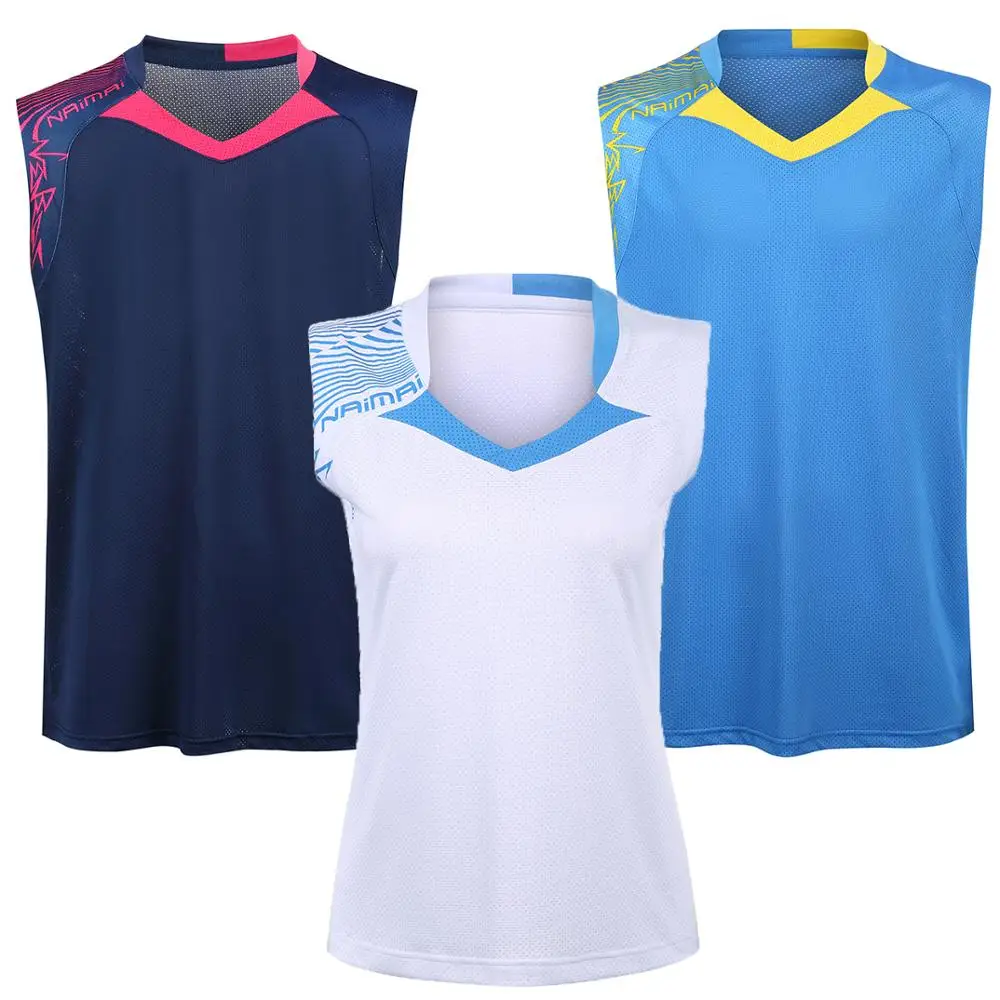 Женская/мужская футболка для бадминтона без рукавов рубашка настольного тенниса