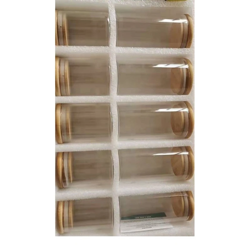 

Borosilicate Glass Storage Tank Bamboo Cover Straight Glass Sealed Tank Grain Storage Tank