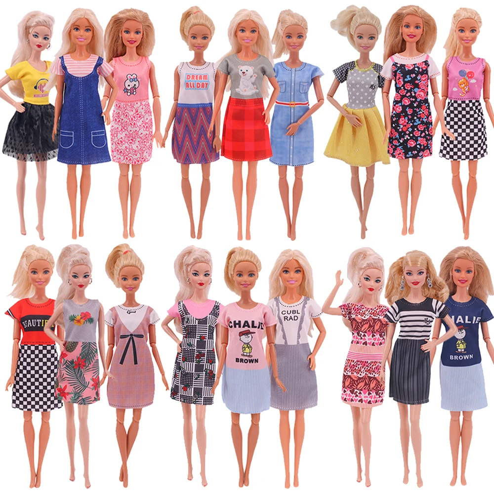 

3 PCS/Set Doll Clothes For Barbies Multicolor Evening Dress T-shirts Shorts Fits 11.8 Inch Doll And BJD Doll,Christmas Gift Toy