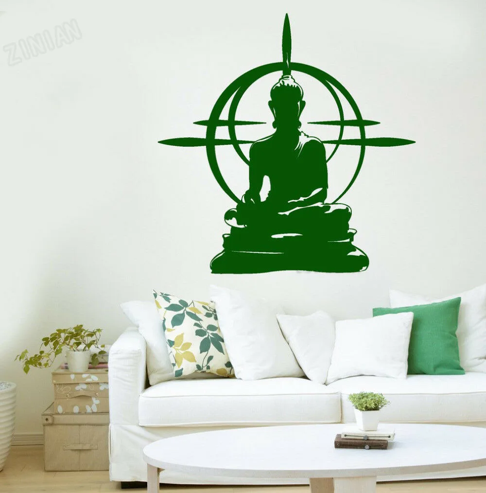 

Buddha Vinyl Wall Stickers Chakra Mandala Mantra Meditation Decor Yoga Room Mirror Decal Removable Living Room Wall Sticker Y208