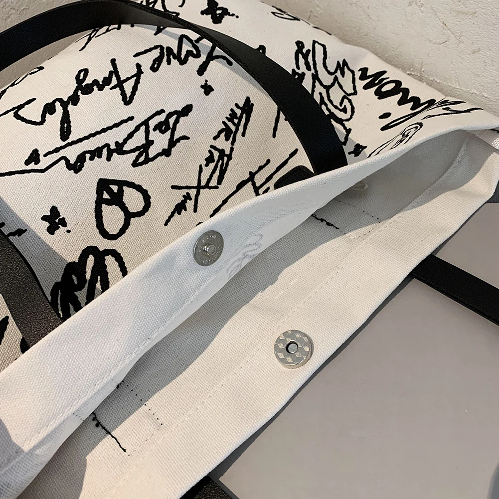 

2020 Fashion Graffiti Handbag Women Large Capacity Canvas Shoulder Shopping Tote