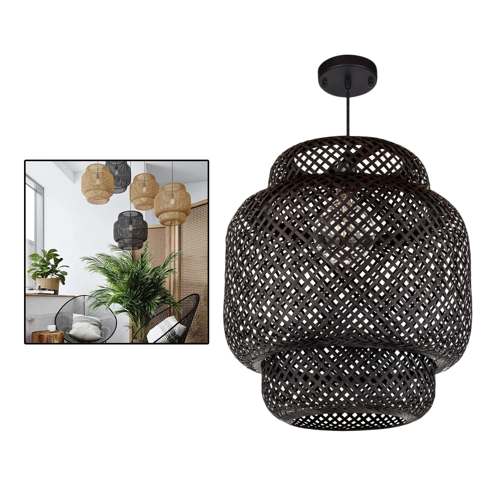 Rattan Wicker Lamp Shade Retro Decor Light for Table Modern Handmade Woven Floor Cover Bedroom Living Room | Освещение