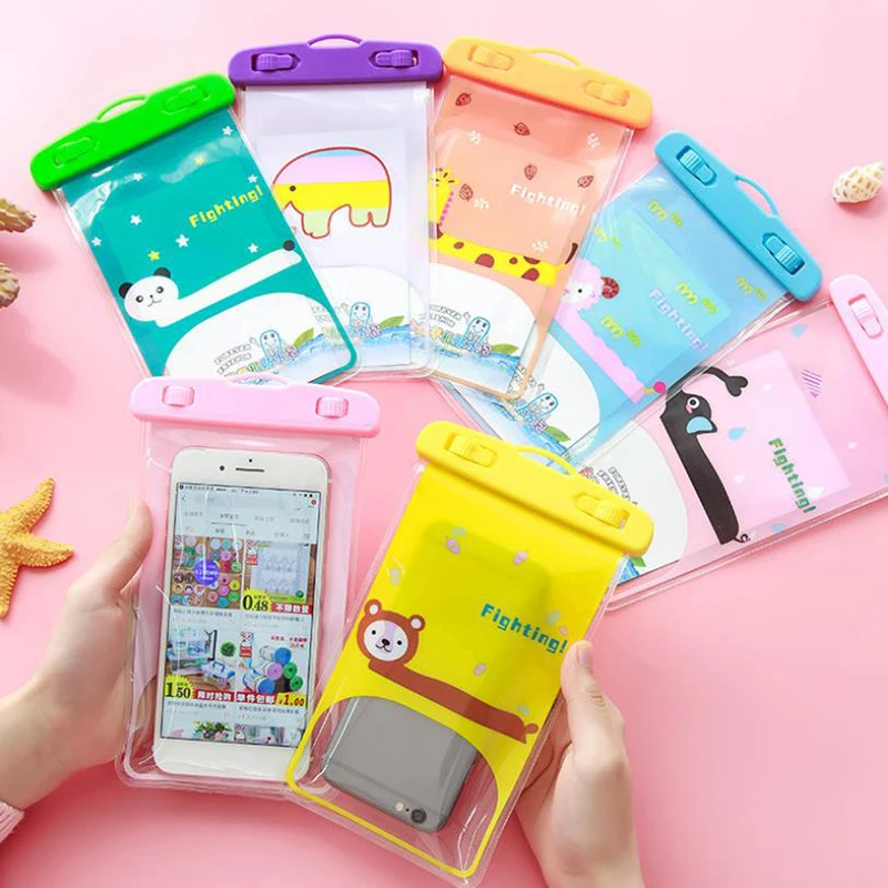 

1Pcs Fashion Waterproof Bag For Cell Phone PVC Transparent Sealed Bag For Rafting Swimming Hot Spring Hanging Neck Phone Bag