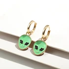 Серьги-кольца в стиле Ins с эмалью женские, милые ювелирные украшения в стиле хип-поп, рок, Золотые круглые ушные пряжки, бижутерия