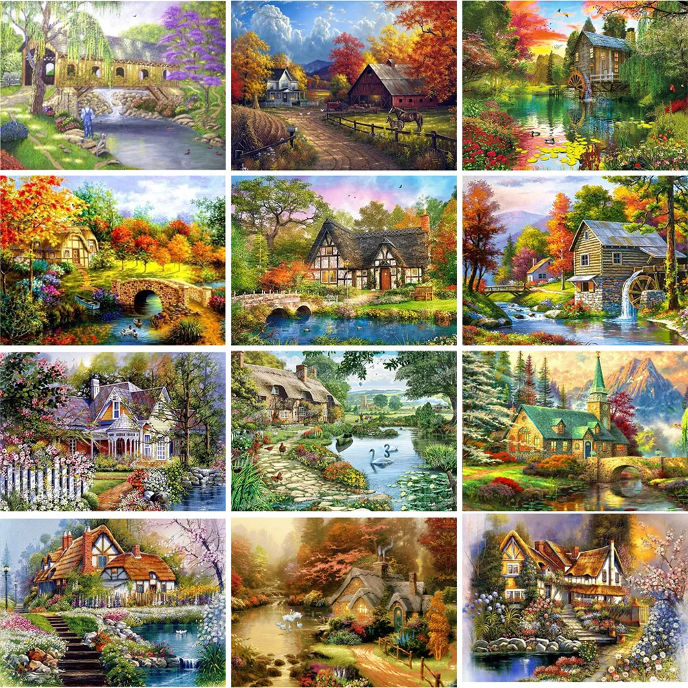 

5D пейзаж DIY алмазная живопись Деревенский Дом Мозаика инкрустированная вышивка изысканное украшение для дома подарок