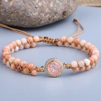 yizizai natural stones beaded bracelet handmade braided pink pendent zircon bracelets for women men friendship yoga jewelry gift