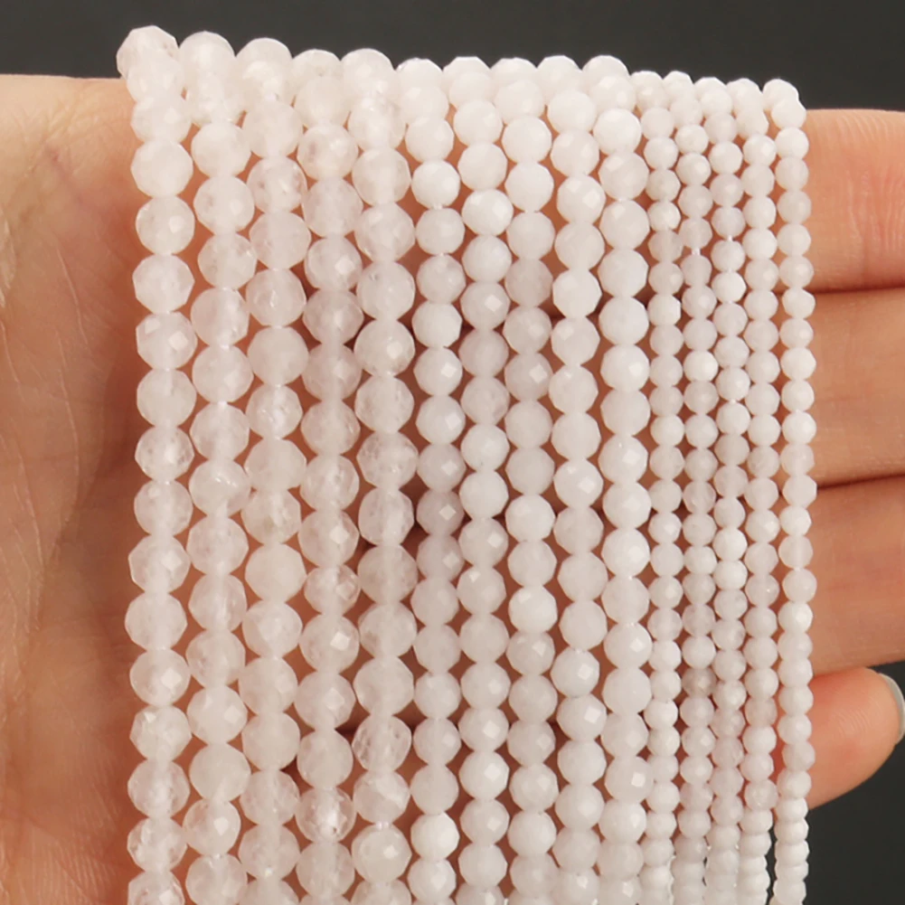 

Natural Moonstone Beads White Opal Faceted Loose Spacer Beads for Jewelry Making DIY Bracelet Necklace 2 3 4mm Waist Beads 15''