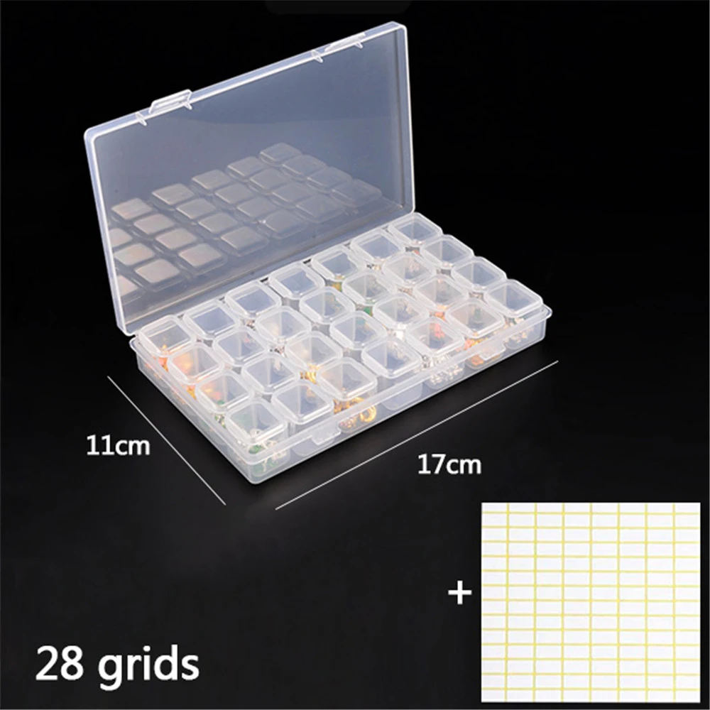 28 Grids HUACAN 5d DIY алмазная живопись аксессуары коробка для хранения Алмазная вышивка инструмент для выкладывания мозаики - Цвет: 28 Grids