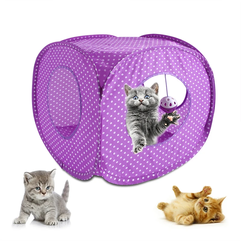 

TJPBF Cats Tunnel Toy Funny Pets 3 Holes Play Square Collapsible Crinkle Kitten Toys Puppy Ferrets Rabbit Play Dogs Tunnel Tubes