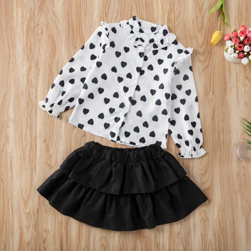 

Pudcoco Baby Spring Autumn Fashion Cute Toddler Girl Kid Fly-Sleeve Shirt Tops Ruffle Mini Skirt Outfits Clothes
