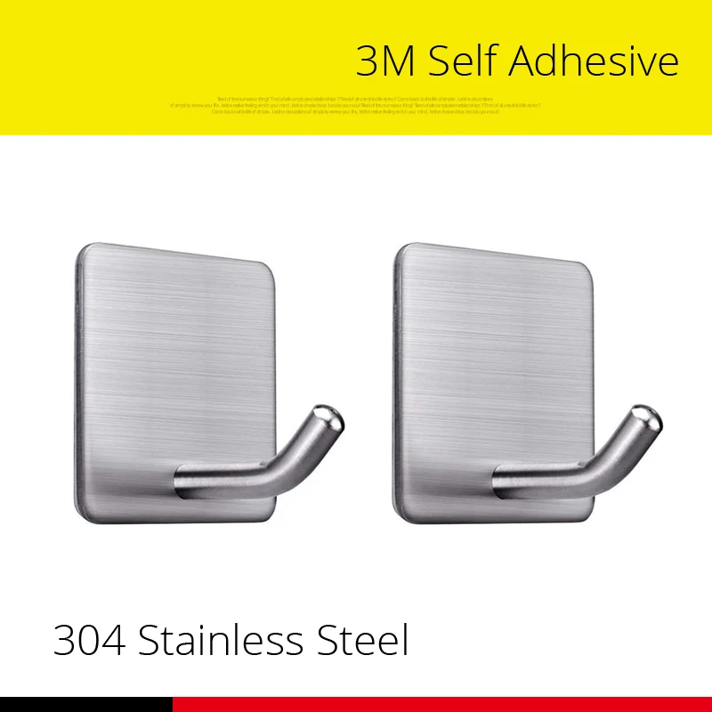 

3M Sticker Adhesive Stainless Steel Wall Mount Holder Hook 1pc Door Clothes Coat Hat Hanger Hanger Towel Clothes Robe Rack