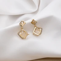 hello miss the new geometric square pendant earrings set with crystal trendy earrings fashion womens earrings jewelry