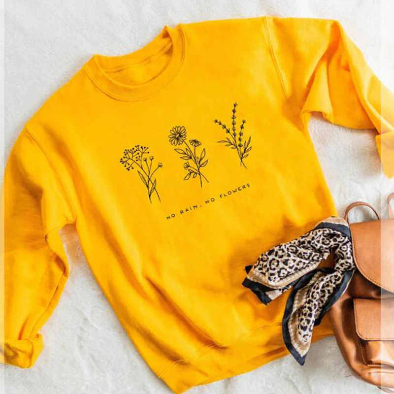 Толстовка Save The Bees No Rain No Flowers, эстетический пуловер с подсолнухами, Женский пуловер с надписью Harajuku, джемпер с круглым вырезом для девочек, Прямая поставка