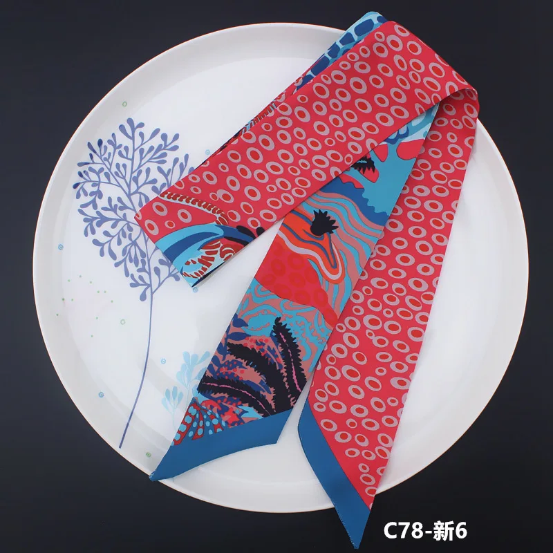 Женский Узкий Шелковый шарф повязка на голову с изображением деревни морского