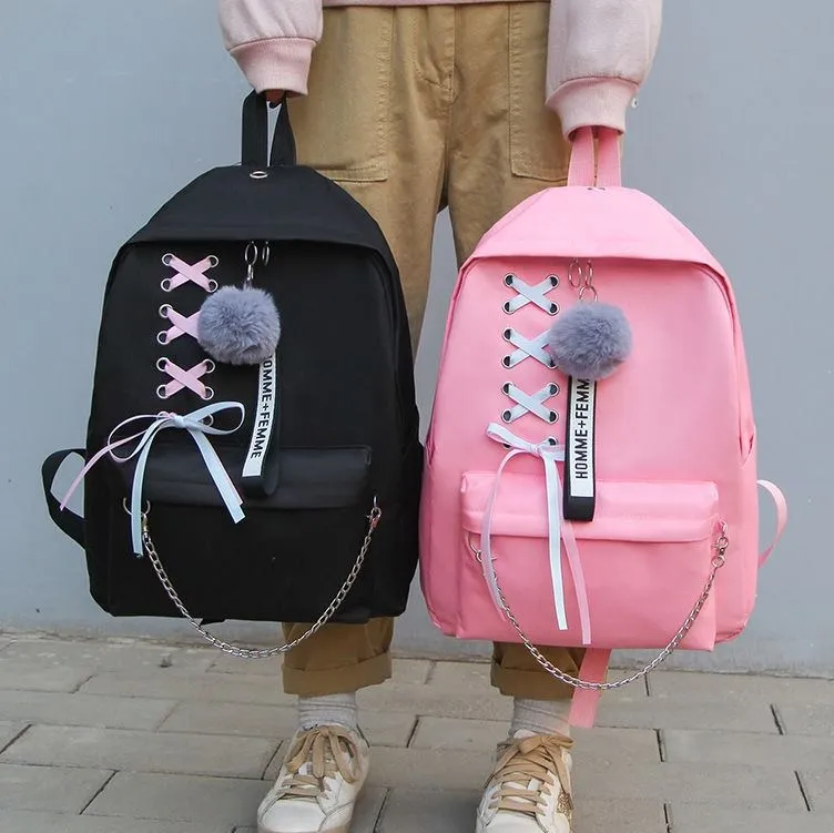 Школьный ранец для девочек-подростков однотонный рюкзак колледжа с защитой от