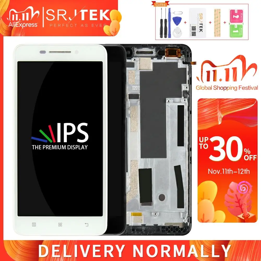 Srjtek для LENOVO A5000 дисплей 5 ''для ЖК с сенсорным экраном дигитайзер сборка 1280x720