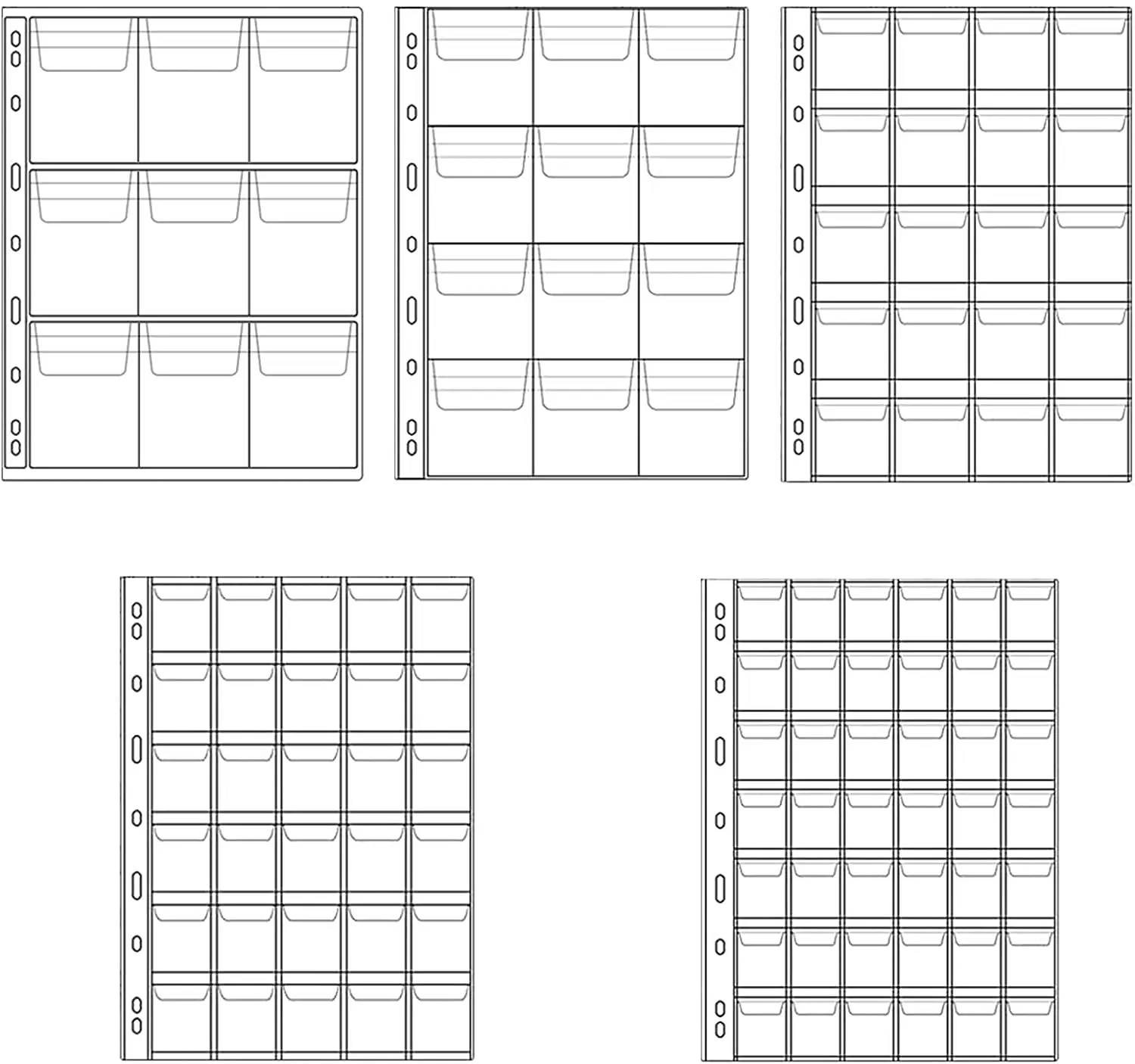 

5 листов, 113pocket, пластиковые карманы для монет, прозрачные держатели для монет, коллекционер для монет, товар с карманом 9, 12, 20, 30 и 42