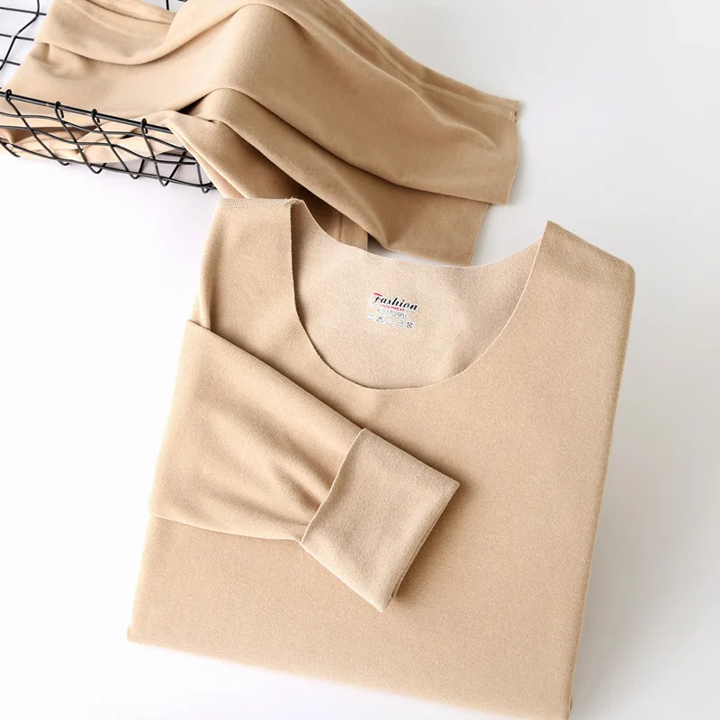 

3XL Plus Size Winter Women's Thermal Underwear Set O-Neck Seamless Velvet Long Johns Female Inner Wear Pajamas Thick Warm Suit