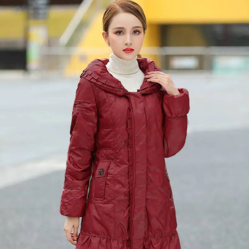 

2020 new mom autumn and winter clothes middle aged foreign style cotton padded jacket middle aged and old women's middle long