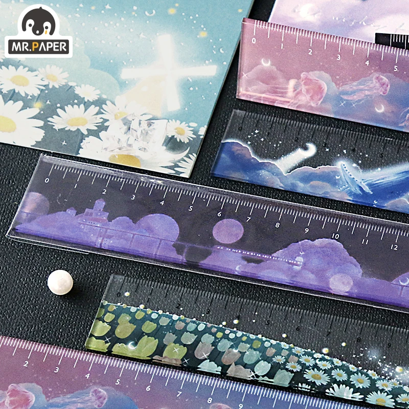 

Mr.paper 4 Designs Ins Acrylic Ruler Multifunction DIY Drawing Tools Students Rulers Double-duty School Office Supplies Escolar