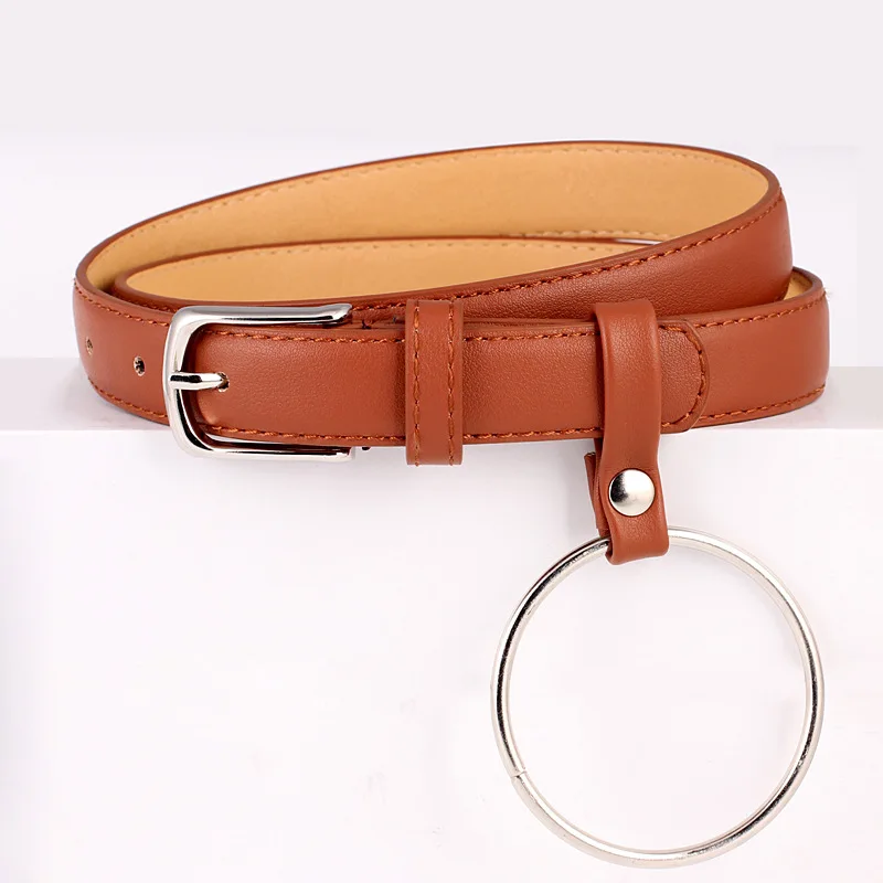 2019 женский ремень из искусственной кожи с круглой металлической пряжкой круглые