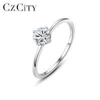 czcity small simple 0 5ct moissanite diamond ring for women engagement birthday gifts 925 sterling silver fine jewelry msr 016