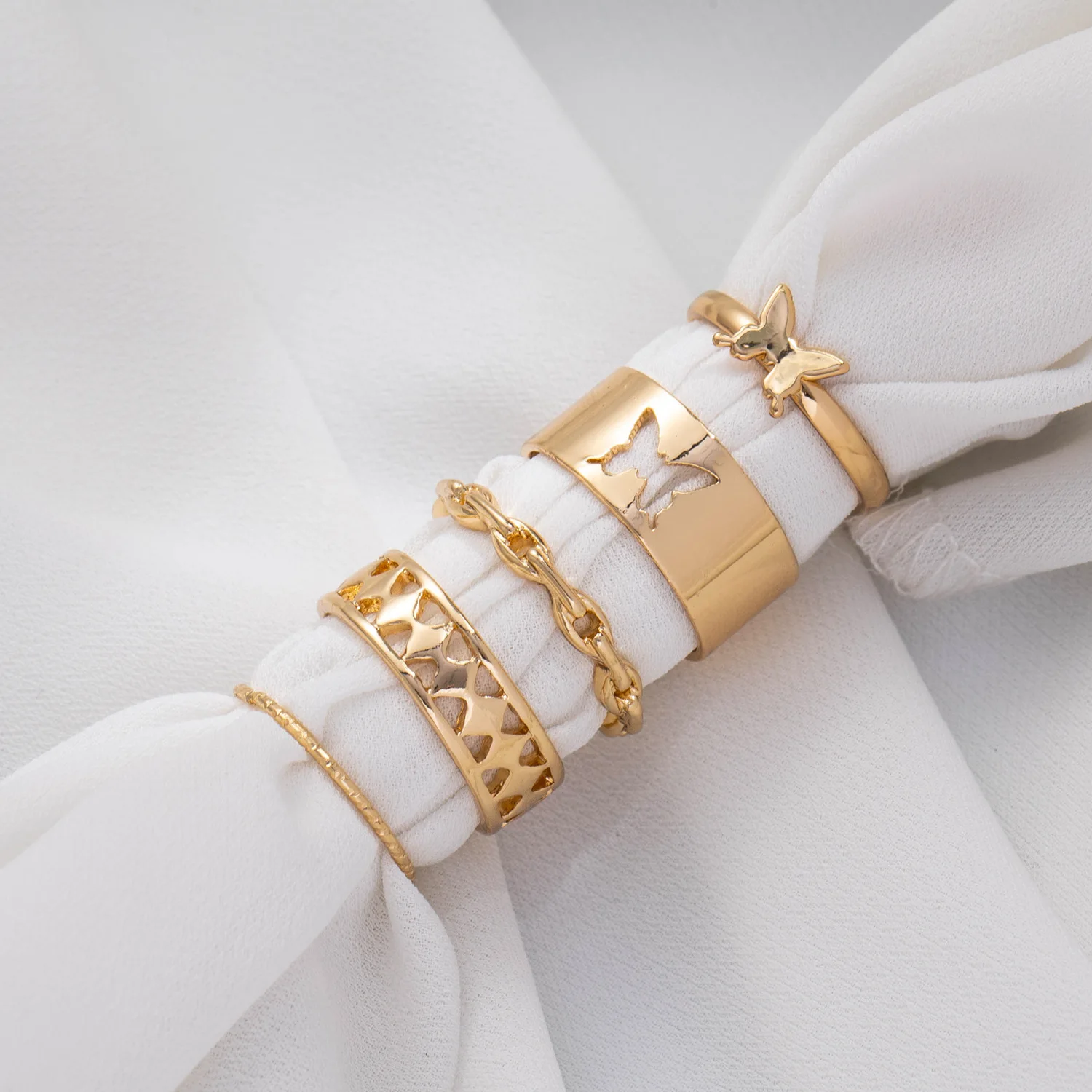 Простое кольцо-цепочка из сплава 5 штук кольцо-бабочка в стиле ретро кольцо с