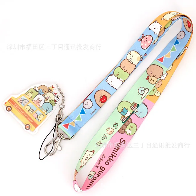 Мультяшный милый Sumikko Gurashi шейный ремешок для ID бейджей шнурок с подвеской