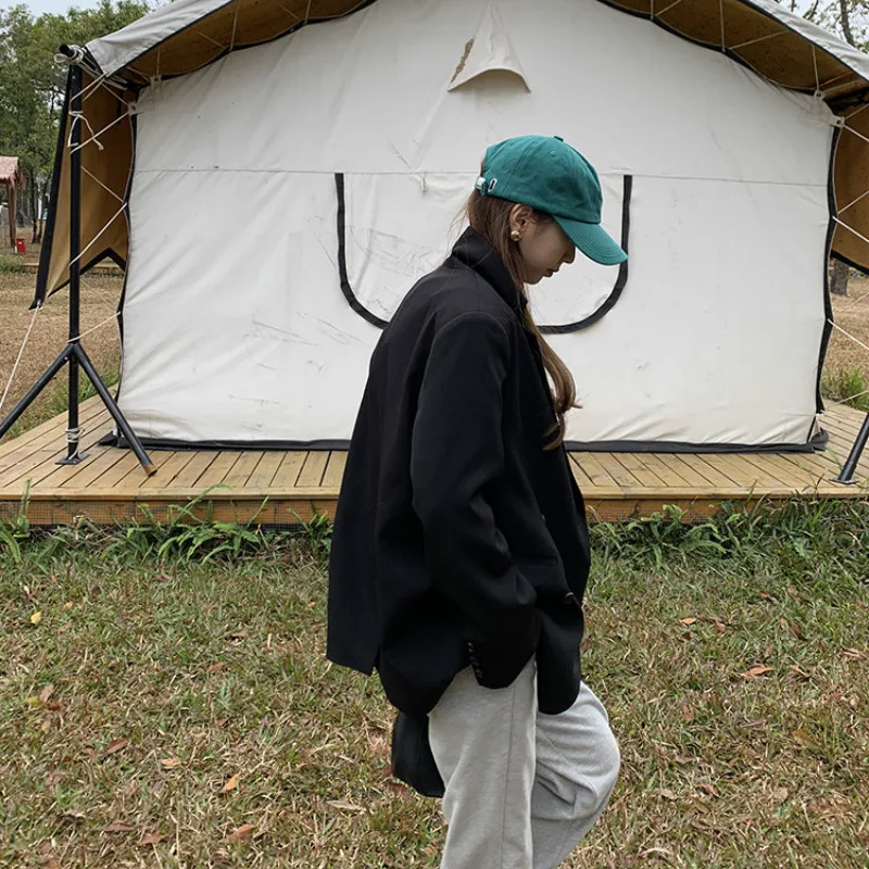 

Solid Loose Blazers Woman Korea Long Sleeve Split Double Breasted Blazers Women Spring Autumn Warm Slim Women's Blazers 2021