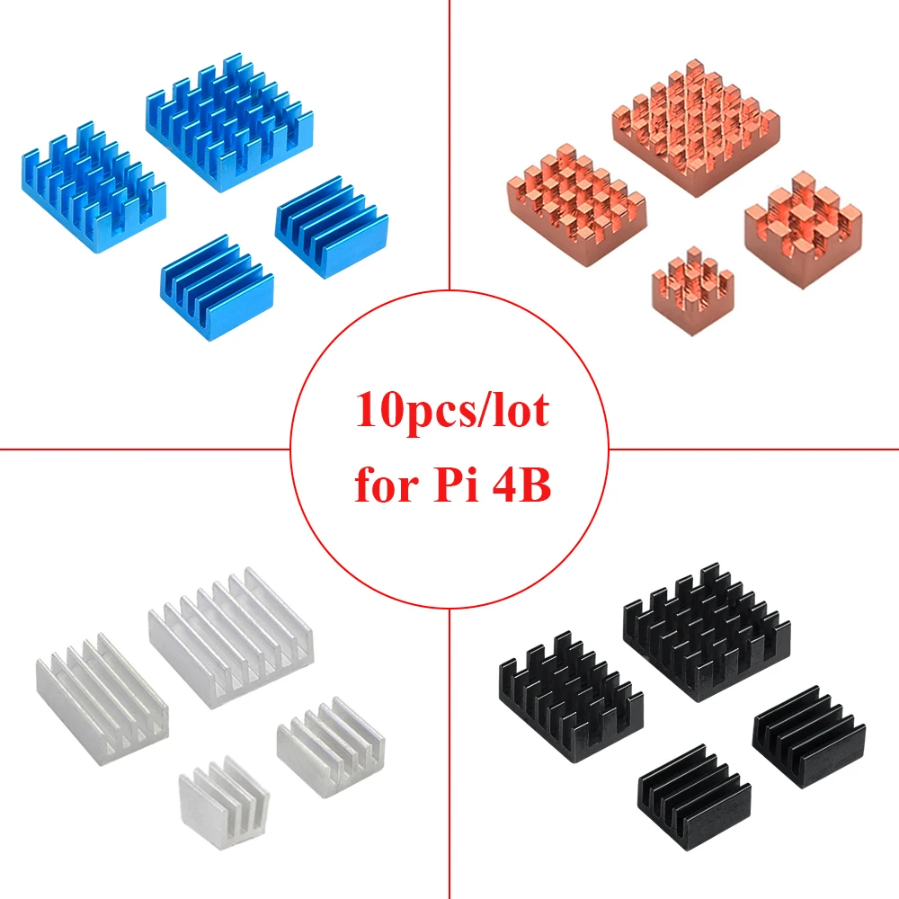 

10 Pcs/lot Raspberry Pi 4 Heat Sink Cooper Aluminum Heatsink Radiator for Raspberry Pi 4 Model B Pi4