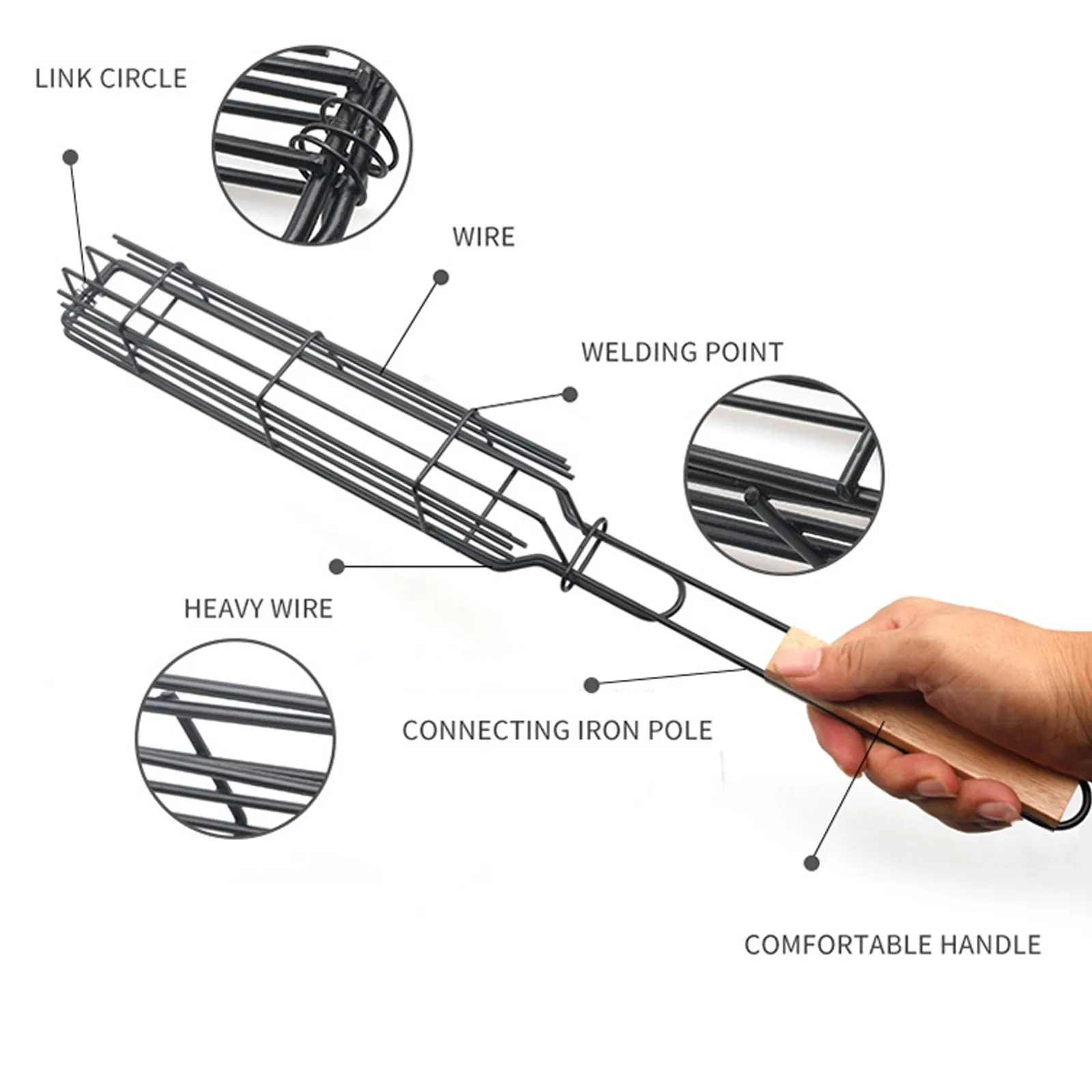 

1/2pc Bbq Grill Mesh Stainless Steel Barbecue Meshes Portable Fish Grilling Mesh Barbecue Basket Tools Kitchen Accessories