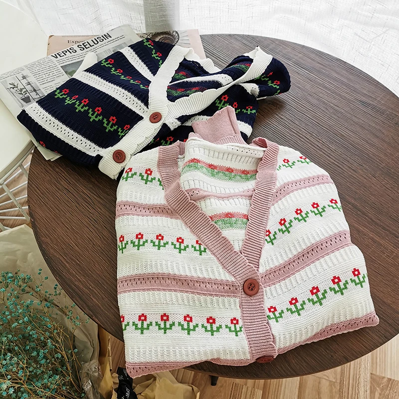 Корейские элегантные женские тонкие кардиганы Woherb с V-образным вырезом шикарный