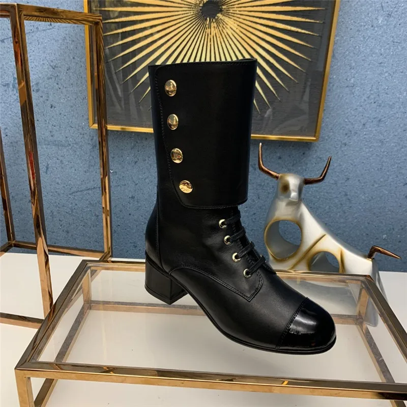 

Prowow Ladies Genuine Leather Boots Leisure Round Toe Winter White Black Heels Pumps Zipper Low Heel ROME Ankle Unique Shoes