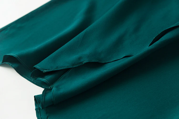 Темно-зеленая шелковая блузка 100% натуральный шелк Женские Элегантные рубашки