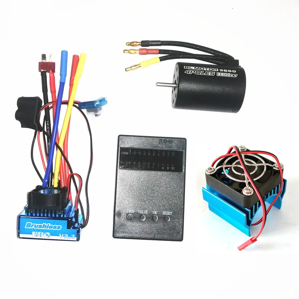 3650 3900KV бесщеточный двигатель & 45A 60A 80A 120A ESC программирующая карта радиатор Combo для