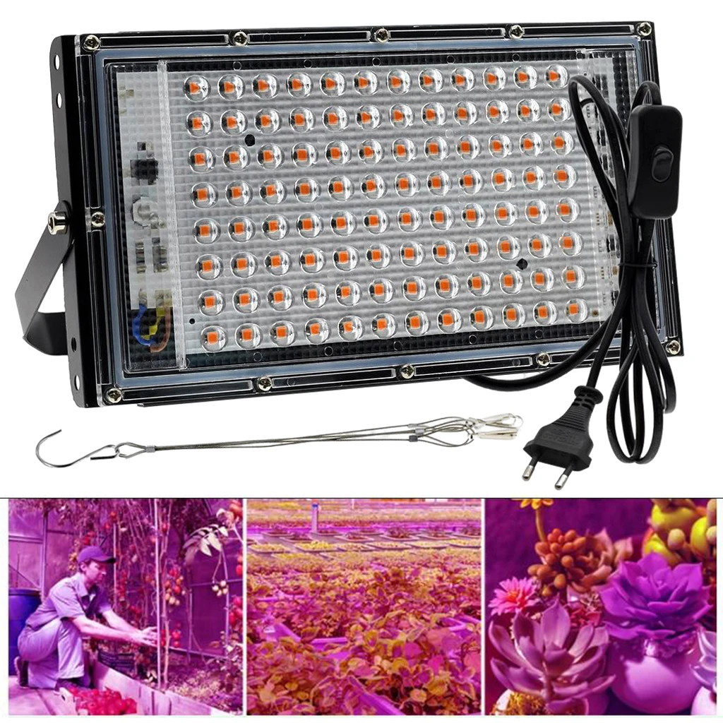 

50W/100W LED Grow Light Full Spectrum Growing Lamp Plant Lighting for Hydroponic Indoor Plants Veg and Flower (EU)
