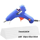 Высокотемпературный мини-термоклеевой пистолет 20 Вт с 10 шт. 7 мм 180 мм клеевой карандаш Электрический термоинструмент