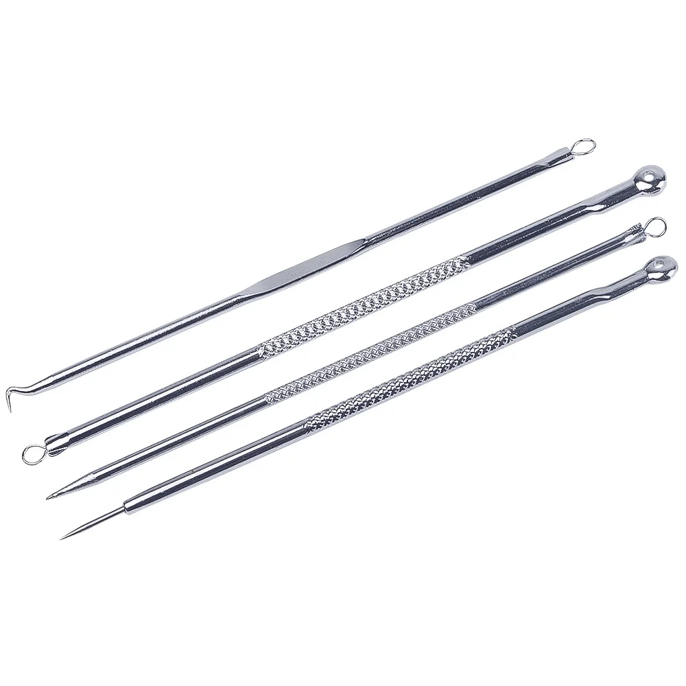 4Pcs Foreverlily 4 шт. для удаления угрей, акне иглы из нержавеющей прыщей пятнышко Comedone экстрактор моющее средство красота уход за лицом - Цвет: 4Pcs