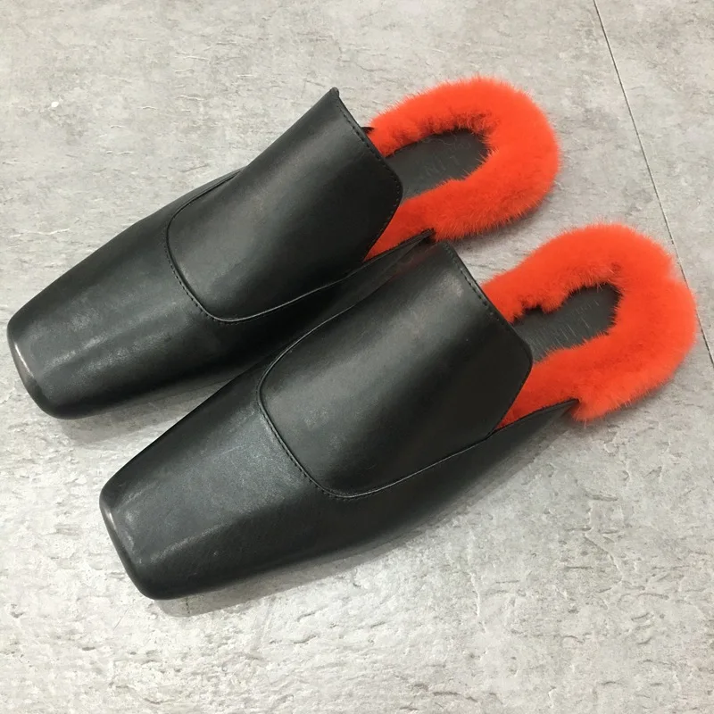 Женская Обувь На Плоской меховые Тапочки тапочки С Мехом Осень зима Новая