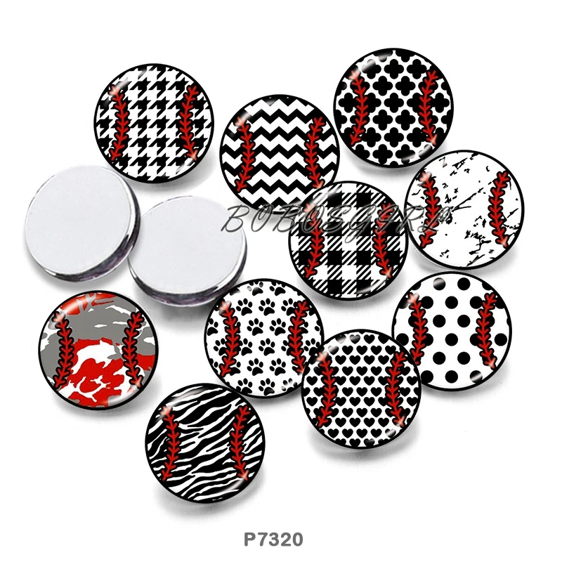 

Baseball 12mm18mm 20mm Snap button jewelry DIY Bracelet Round photo glass cabochons P7320