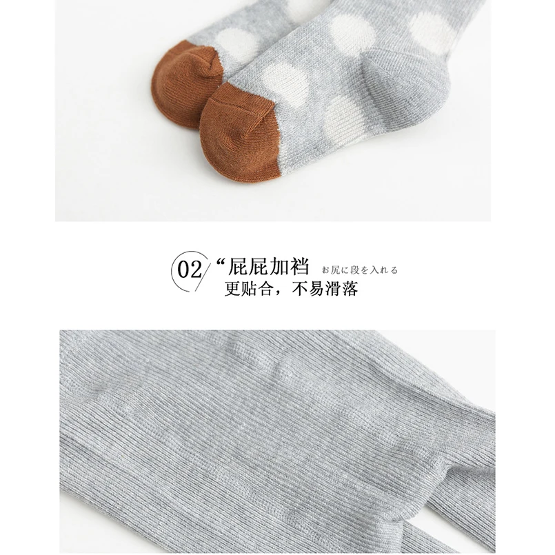 Теплые детские колготки на весну и осень Хлопковые вязаные в горошек для девочек