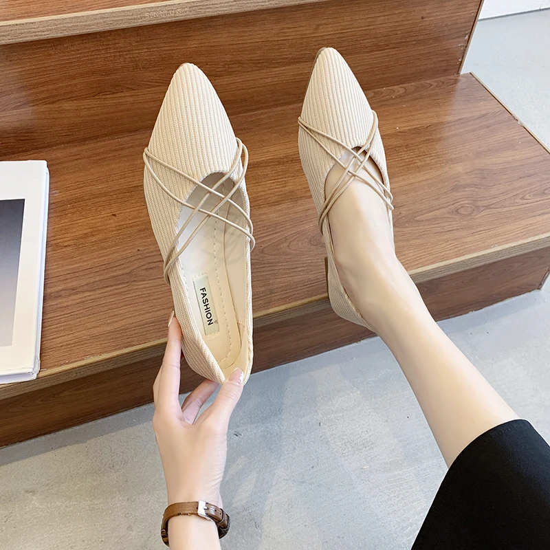 

Ladies Flat Shoes Fashion Elegant Wedding Party Pointed Low Heel Wear-resistant Non-slip Women's Shoes