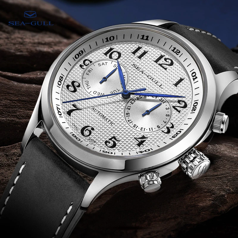 Мужские наручные часы SEA-GULL деловые механические с календарём на неделю